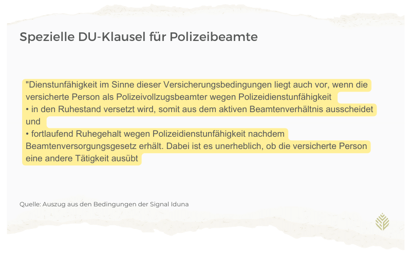 DU-Klausel für Polizisten Signal Iduna